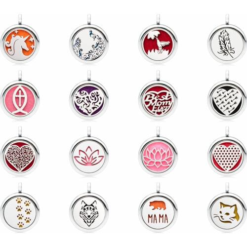 BOSHI Jewelry Necklace For Women Diffuser Necklace Pendant Peacock 25mm Essential Oil Aromatherapy Perfume Locket 5pcs Pads Gift