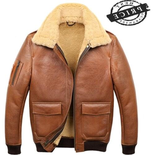 Coat Real Fur Winter Men Clothes 2021 100% Genuine Leather Jacket Sheep Shearling Bomber Jacket Sheepskin Coats Hiver 220