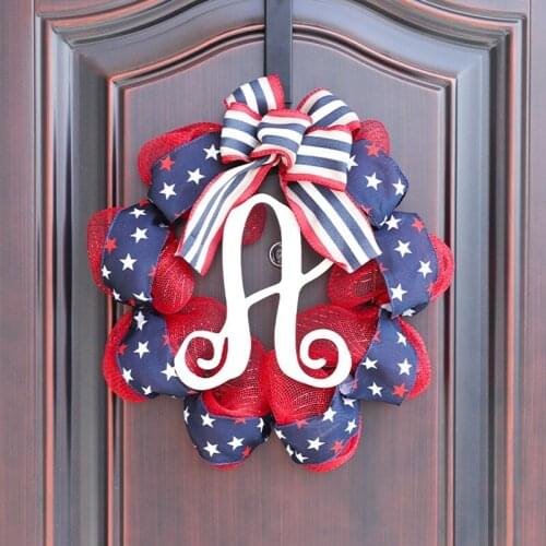 Patriotic Wreath Front Door Ornament Garland Stars And Stripes Independence Day Hanging Memorial Indoor Outdoor Decor