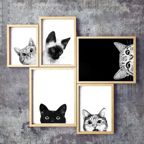 Cat Gifts Wall Art Canvas Painting Funny Cats Posters And Prints Vintage Wall Art Pictures For Living Room Black White Cuadros