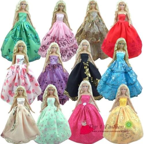 Baby girl birthday gift 30items=10dress+10 shoes+10accessories Doll' s Wedding Dress Clothes Gown dress For Barbie doll