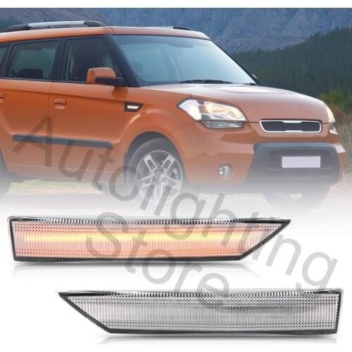 Clear Lens Amber LED Fender Side Marker Light Turn Signal Lamp for 10-13 KIA Soul I AM 2Pcs