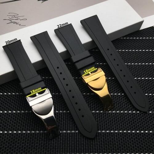 20mm 22mm Black watchband Waterproof Silicone Rubber Replacement Wrist Watch Band Silver Gold Clasp For Tudor strap