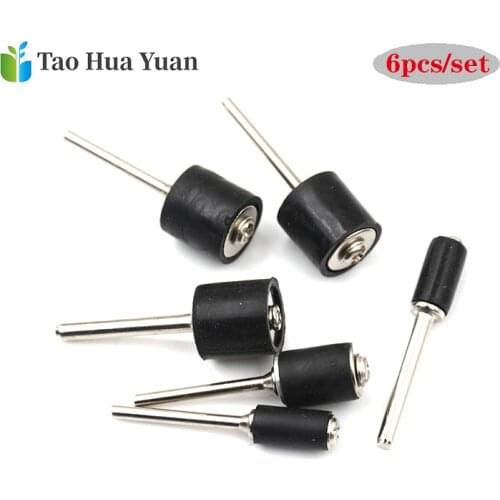 6pcs Rubber Mandrel 1/8 1/4 inch Grinder Drum Sanding Sandpaper Circle Kit Polishing Nails For Dremel Rubber Drum Mandrel