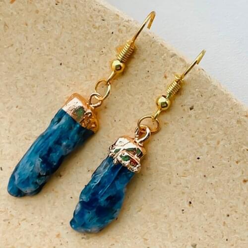 Luxury Blue Topaz Dangle Earrings for Women 3 Styles Stainless Steel Wedding Natural Stone Jewelry Aquamarine Statement Earring