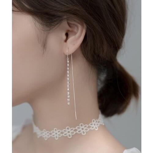 Modern Jewelry Tassel Earrings 2021 New Design Silvery Plating Hot Selling Chain Dangle Earrings For Girl Fine Accessories