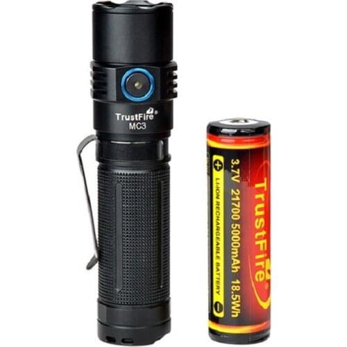 TrustFire MC3 EDC LED Flashlight 2500 Lumens Magnetic USB Rechargeable CREE XHP50 Torch Lamp Come With 21700 2500mah Battery