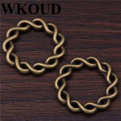 WKOUD 30pcs Ancient bronze Wax Karma Circle Ring Charms Bracelet DIY Fashion Jewelry 20mm