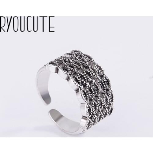 2019 Bijoux Silver Color Cubic Zirconia Rings for Women Gift Ladies Adjustable Size Antique Ring Joyas De Plata Anillos