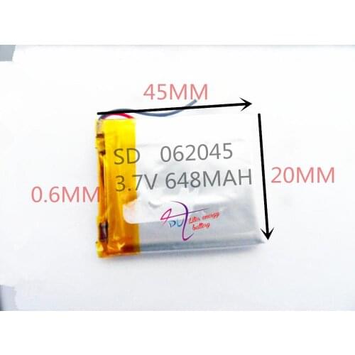 062045,062046 polymer battery 648MAH 3.7V