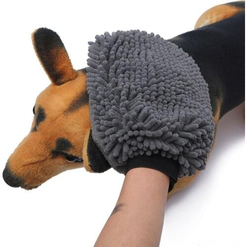 1 PC Easy Cleaning Pet Massage Glove Absorbent Chenille Dog Grooming Gloves Towel Mitt Dog Bath For Both Sides Gloves