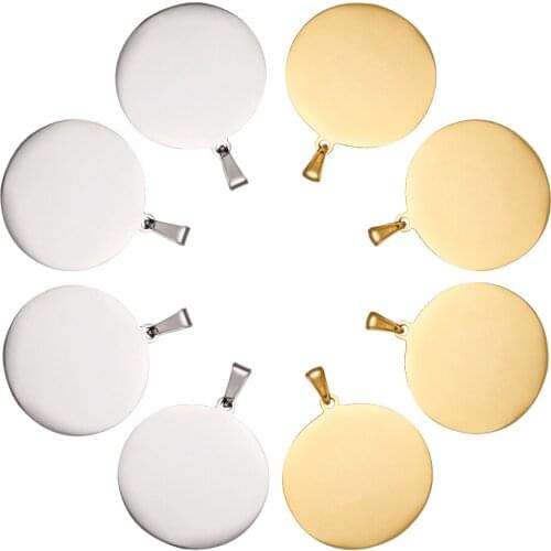 10Pcs Stainless Steel Flat Round Blank Stamping Tag Pendants Charms 33x30x1mm for Jewelry Making