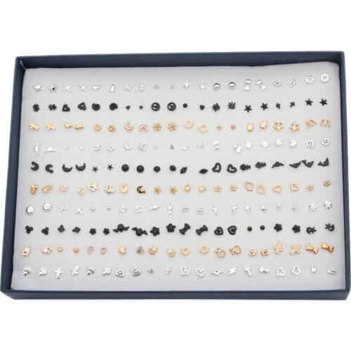 100Pairs Resin Stud Earrings Set Organizer Box For Women Daily Party Jewelry