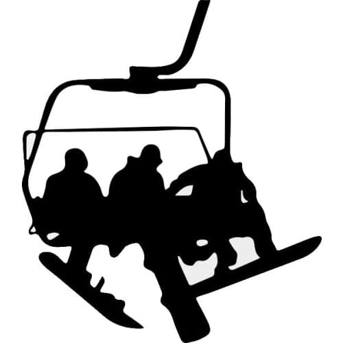 14*16.1CMFun Ski Cable Car Ride Up The Mountain Car Stickers Cartoon Motorcycle Vinyl Decals Black/Silver C7-0717