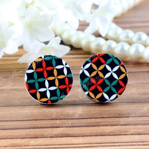 16mm Geometry Painted Round High Quality Photo Wood Laser Cut Cabochon to make Rings, Earrings, Bobby pin,Necklaces, Bracelets