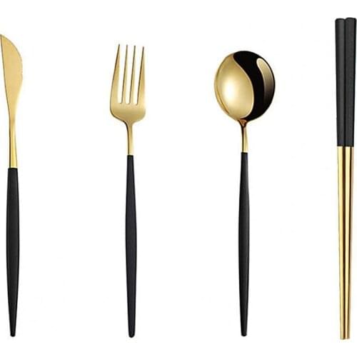 4Pcs/Set Stainless Steel Cutter Fork Spoon Chopstick Tableware Kitchen Supplies
