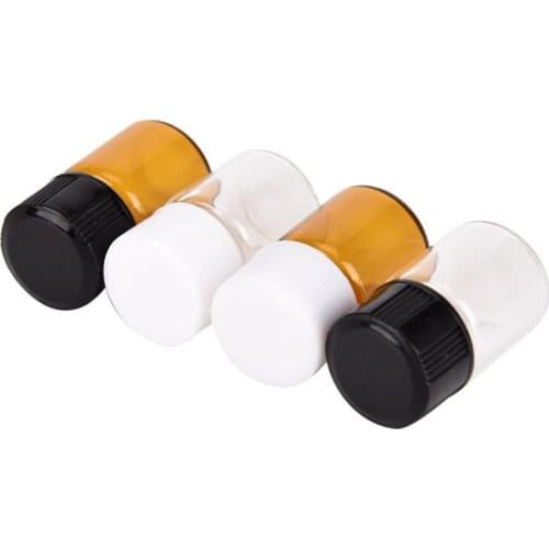 5pcs 2ml Glass Bottles With Screw Cap Mini Essential Oil Vials Travel Cosmetic Refillable Bottles Glass Sample Bottle