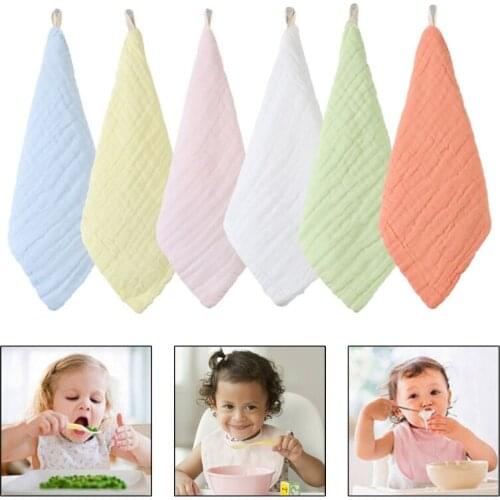 6 Pcs/Pack Baby Infant Feeding Bibs Absorbent Soft Gauze Burp Saliva Towel Cloth U7EE