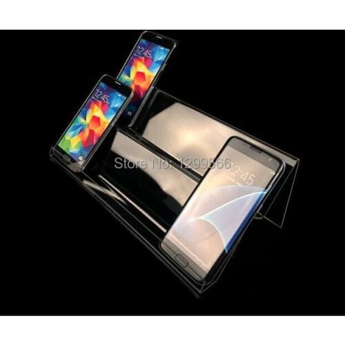 Free shipping 5pcs multifunction Acrylic phone display holder Double layers jewelry purse Mobile Cell phone Display Stand rack