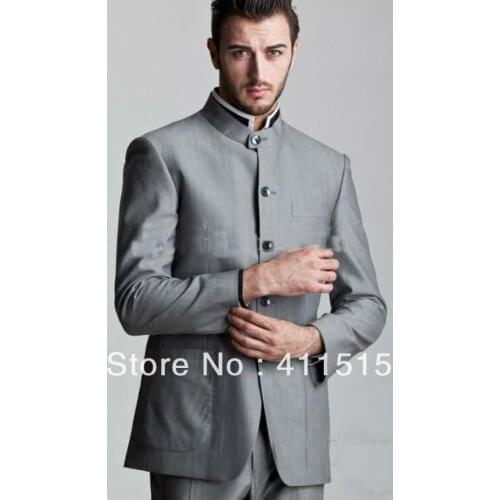 Free shipping gray/dark gray high quality cheap polyester Tuxedo Wedding Grooms wear dress Men Bridegroom Suits light vest Suit