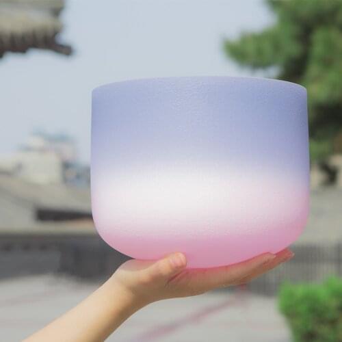 8 Inch A Third Eye 440hz 432hz Navy Blue Indigo Light Pink Chakra Quartz Crystal Singing Bowl Sound Healing Stone