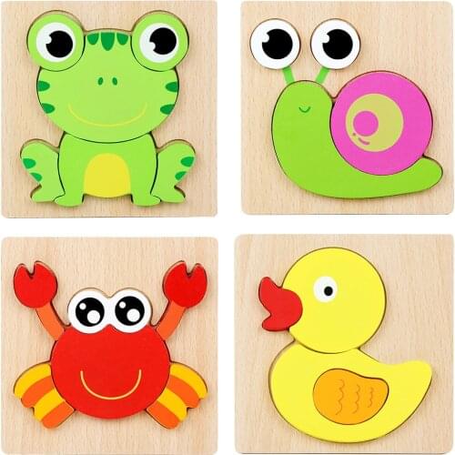 Wooden Montessori Materials Clever Board Educational Wooden Toys For Children Forg 3D Puzzles for Toddlers Baby Duck Toy