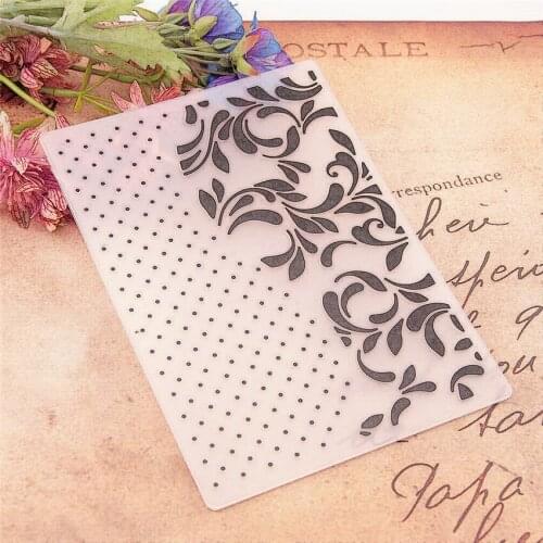 12.7x17.8cm Leaves dot Embossing folders Plastic bump Scrapbooking DIY Template Fondant indentation Cake Photo Album Card Makin