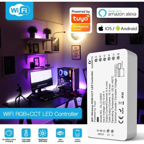 Gledopto Zigbee3.0 Smart Home WiFi Wireless RGBCCT LED Controller Work With Smart Life App WiFi Alexa Amazon Voice Control