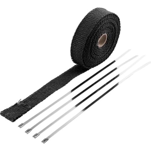 NewIncombustible Turbo Manifold Insulating Exhaust Header Wrap Tape Thermal Stainless Zip Ties For Cars Motorcycles