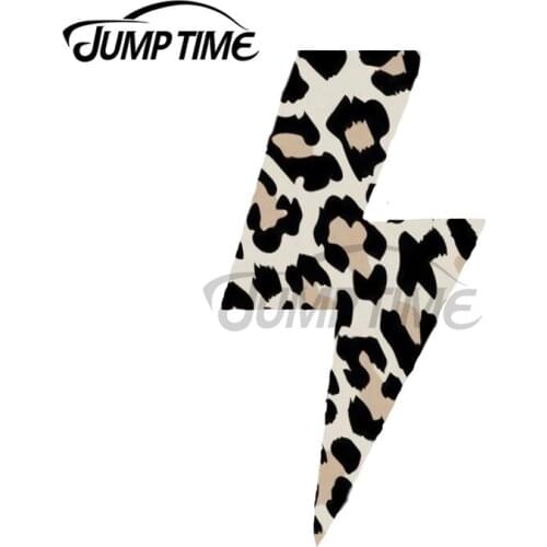 JumpTime 13 x 6.5cm Cheetah Print Lightning Bolt Sticker Funny Car Stickers Car Accessories Laptop Motorcycle Waterproof Decal