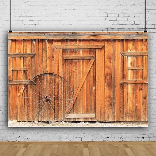 Laeacco Rural Wooden Wheel Wall Warehouse Farm Party Child Photozone Portrait Photo Background Photographic Backdrop Photostudio