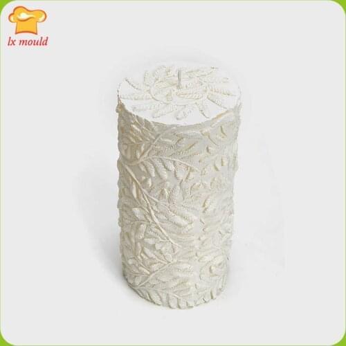 2018 new LXYY MOULD fern embossed cylindrical candle silicone mold leaf grain candle mold