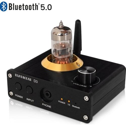 PJ.MIAOLAI HiFi D3 Bluetooth 5.0 Mini Tube Fiber Coaxial 6N3 Decoder DAC Audio Receiver Headphone Amplifier Multi-Audio Input