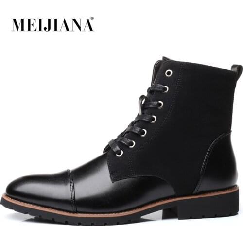 MEIJIANA Autumn Winter Men Boots Big Size 38-47 Vintage Style Men Shoes Casual Fashion High-Cut Lace-up Warm
