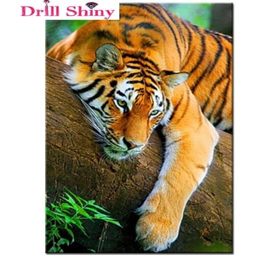 Drill Shiny Tiger DIY diamond painting Full Square Cross Stitch Crystal Diamond Sets Unfinished Full Diamond Embroidery