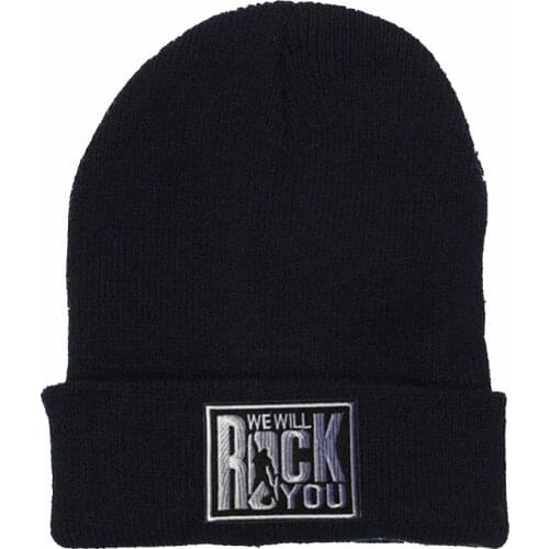 2019 New We Will Rock You Logo Winter Hats Casual Beanie For Men Women Fashion Knitted Winter Hat Hip-hop Skullies Hat