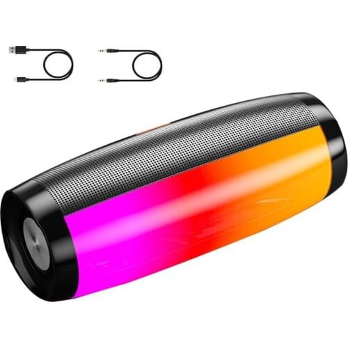 2021 New Portable Speakers Bluetooth-compatible Column Wireless Speaker Powerful High Outdoor Bass HIFI TF FM Radio With LED