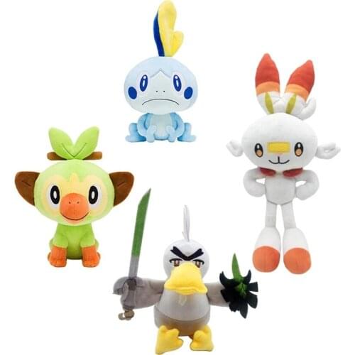 New pokemon plush 20-30cm Sword Shield Gosanke Sobble Grookey Scorbunny Animal Monkey Rabbit Stuffed Plush Toy for Children