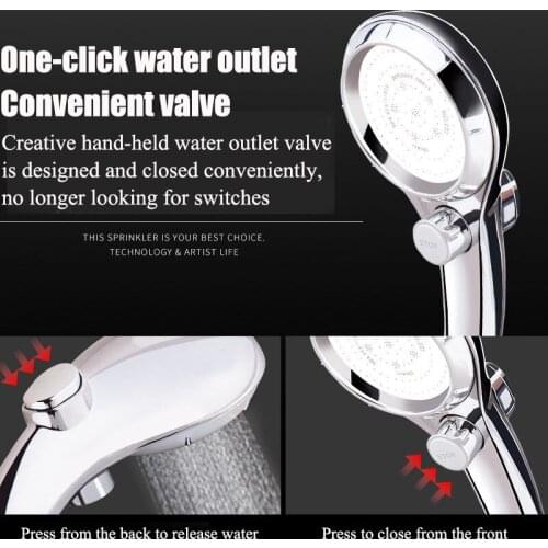 New Arrival Shower Head One-Key To Stop Water Saving Shower Heads Boost And Washable ABS High Quality Shower Head