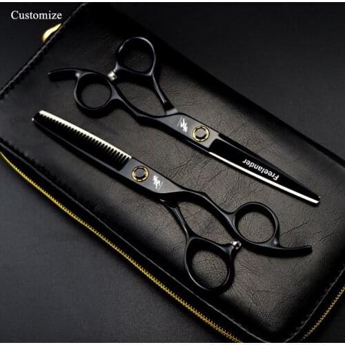 Customzie logo/name JP 440c 6 '' black Bearing hair scissors cutting barber tools haircut thinning shears hairdressing scissors