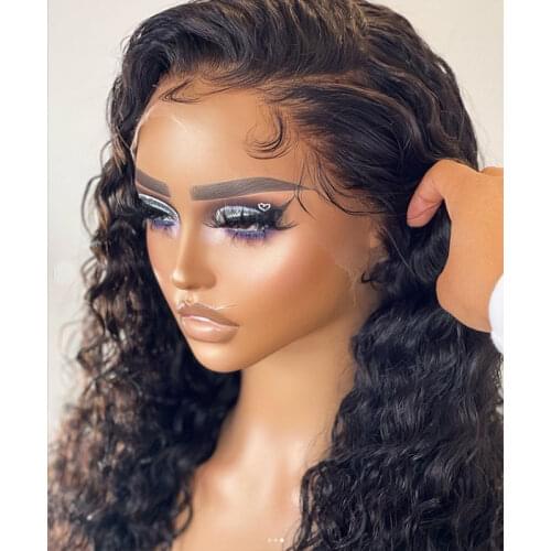 26'' Ombre Blonde Curly Synthetic Lace Front Wig Glueless Heat Resistant Fiber Hair Natural Hairline For Women Wigs Medium cap