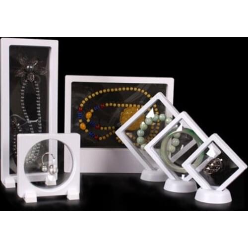 Plastic 3D Floating Jewelry Display Frame with Stands for Bracelets Coins Earrings Jewelry Packaging