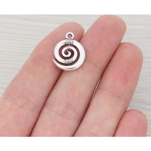 50 x Tibetan Silver Vortex Swirl Spiral Charms Pendants for Necklace Bracelet Jewelry Making Accessories 19x15mm