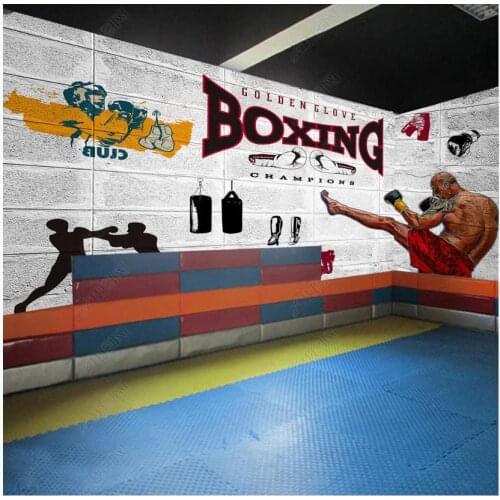 Custom photo wallpaper for walls 3 d Gym mural Retro brick wall boxing gym sport exercise background wall papers home decoration