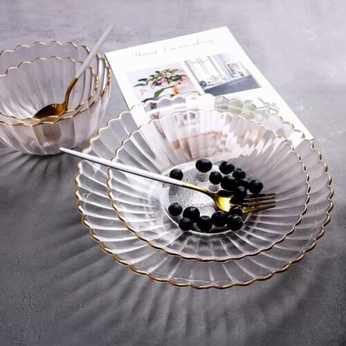 Nordic Style Phnom Penh Salad Transparent Glass Bowl Home Dessert Plate Fruit Bowl Separate Products Tableware Eco Friendly