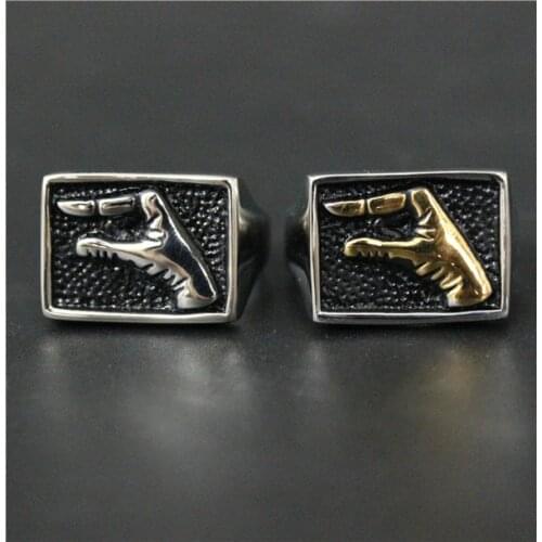 Drop Ship Size 7-14 Goldfinger Ring 316L Stainless Steel Man Women Gold Fashion Fist Ring
