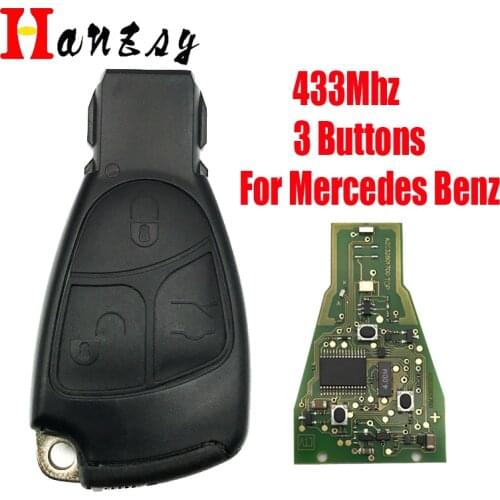 Hanzsy 3 Buttons For Mercedes Benz B C E ML S CLK CL 1996 - 2005 Complte Car Remote Control Smart Key with Blank blade 433Mhz