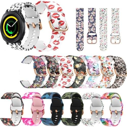 20mm Printing Silicone Watchband for Samsung Gear Sport S4 for Galaxy Active 2 Watch3 41mm Watch 42mm Camo Soft Band Strap