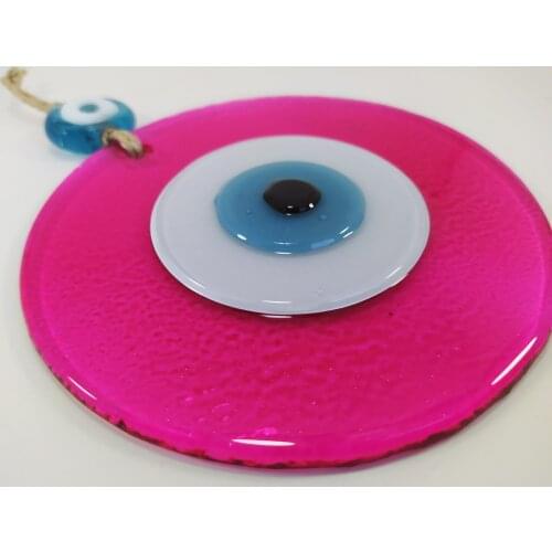 Pink Evil Eye 12cm Handmade Glass Bead Pendant Charm Turkish Big Amulet for Wall Hanging Talisman Boho Home Decor Ojo Turco