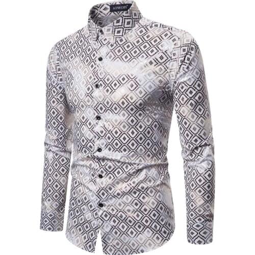 Casual Male Shirts 2020 New Long Sleeve Fashion Mens Summer Brand European Size Printed Hombre Street Dress Fit Shirts